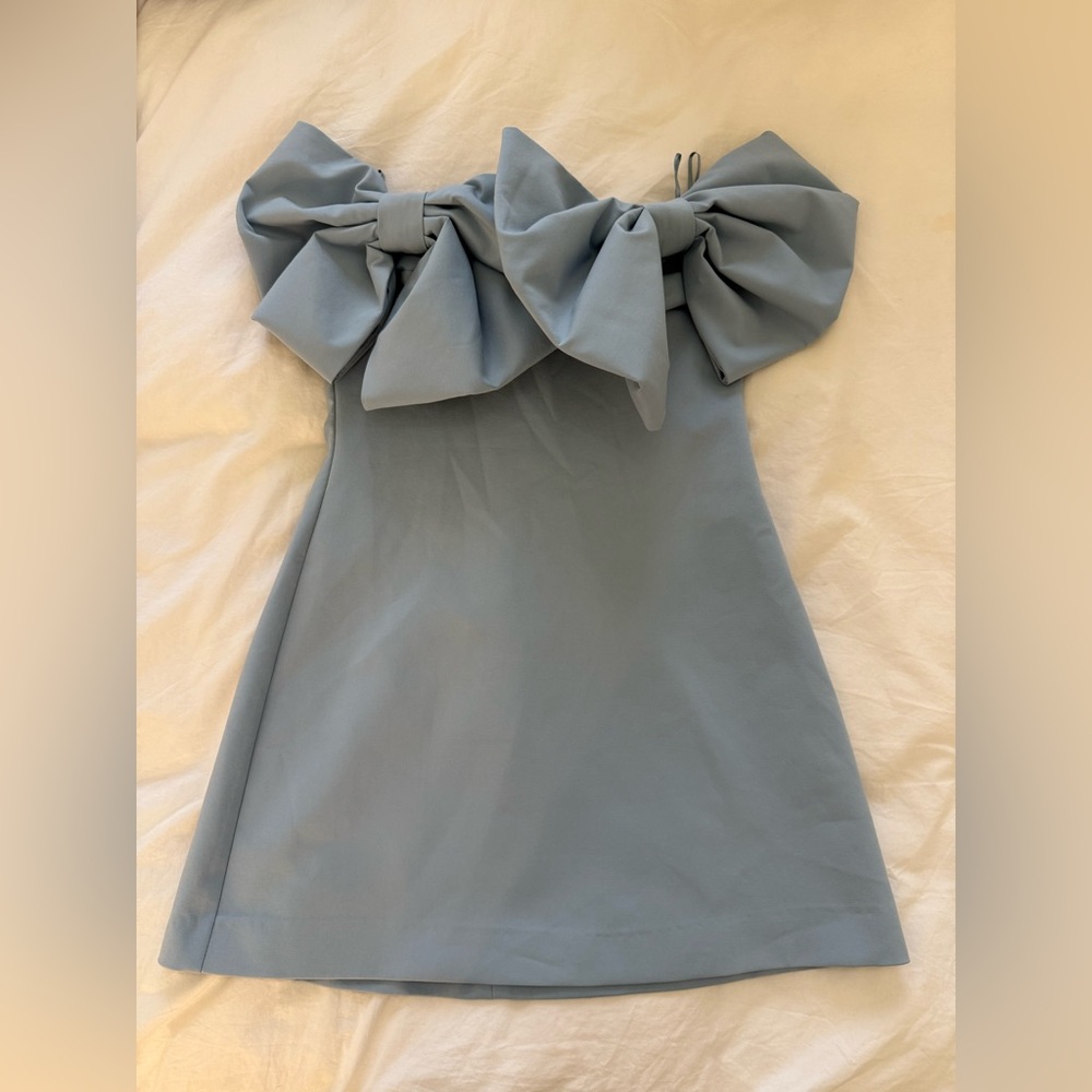 Zara Light Blue Dress with Bow Accents